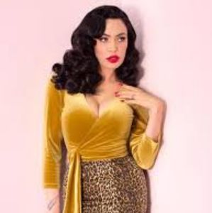 Vixen by Micheline Pitt Wrap top in Gold 4x NWT